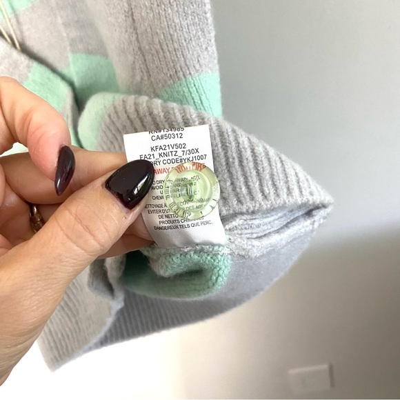 NWT For Love and Lemons Cropped Pastel Green Purple Striped Sweater Vest | Sm - Picture 8 of 9